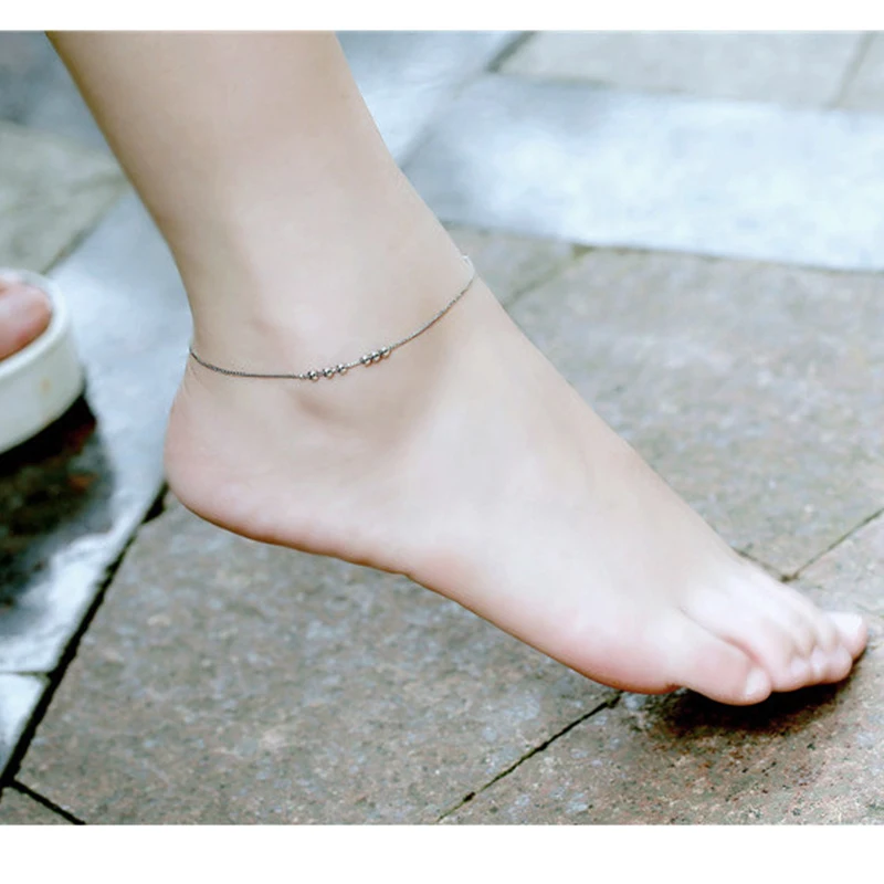 Браслеты анклеты женские из серебра 925 пробы с бусинами|Анклеты| |