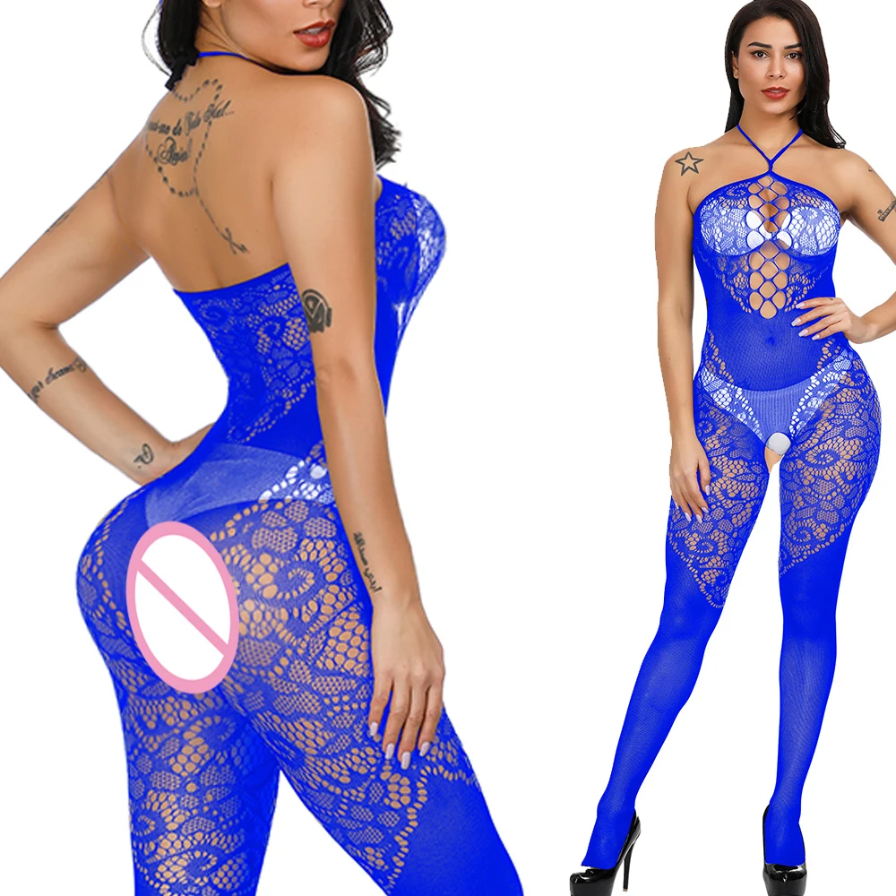 Комбинезон женский в сеточку с открытой спиной кружевной Облегающий комбинезон