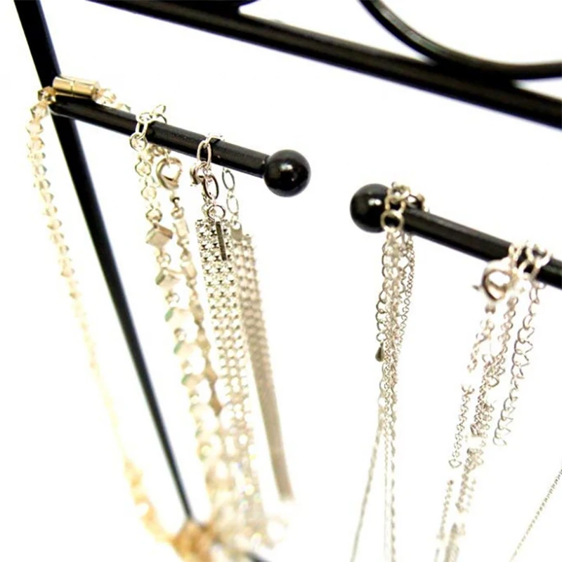 

3-Panel Jewelry Organizer Metal Jewelry Holder Foldable Jewelry Hanger Portable Jewelry Display Rack for Necklaces