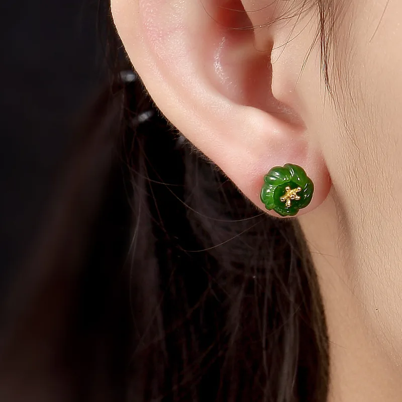 Настоящее серебро 925 пробы Серьги гвоздики Элегантные цветы гравировка