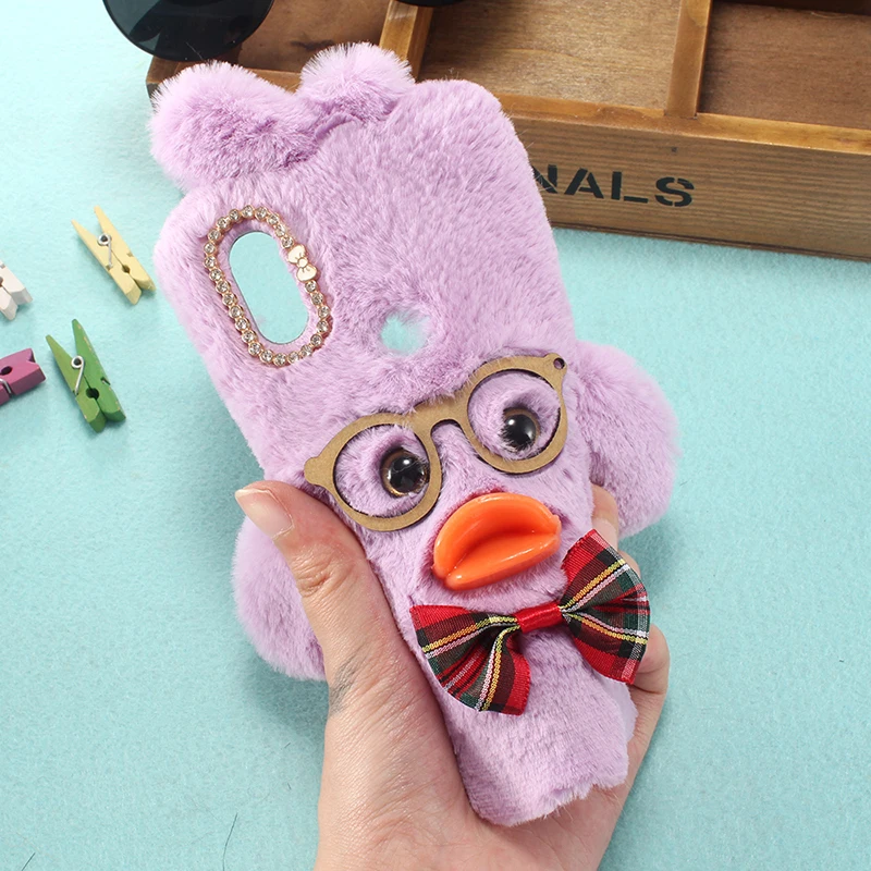 Fashion Beautiful Hairy Soft Duck Lovely Design Style Protective Skin Cover Phone Case For Doogee Y8 6.1 inch Gel Silicone Etui |