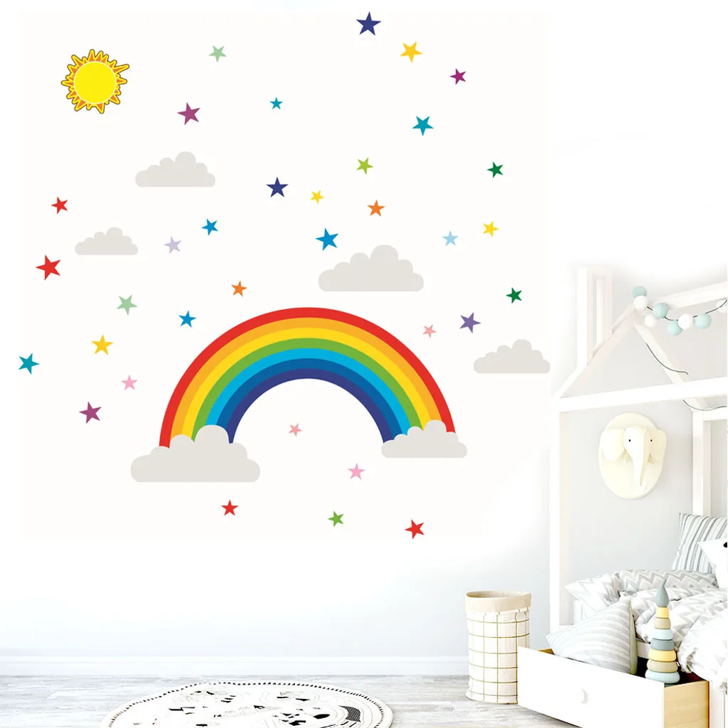 Радуга звезды настенные наклейки для детской комнаты гостиной спальня