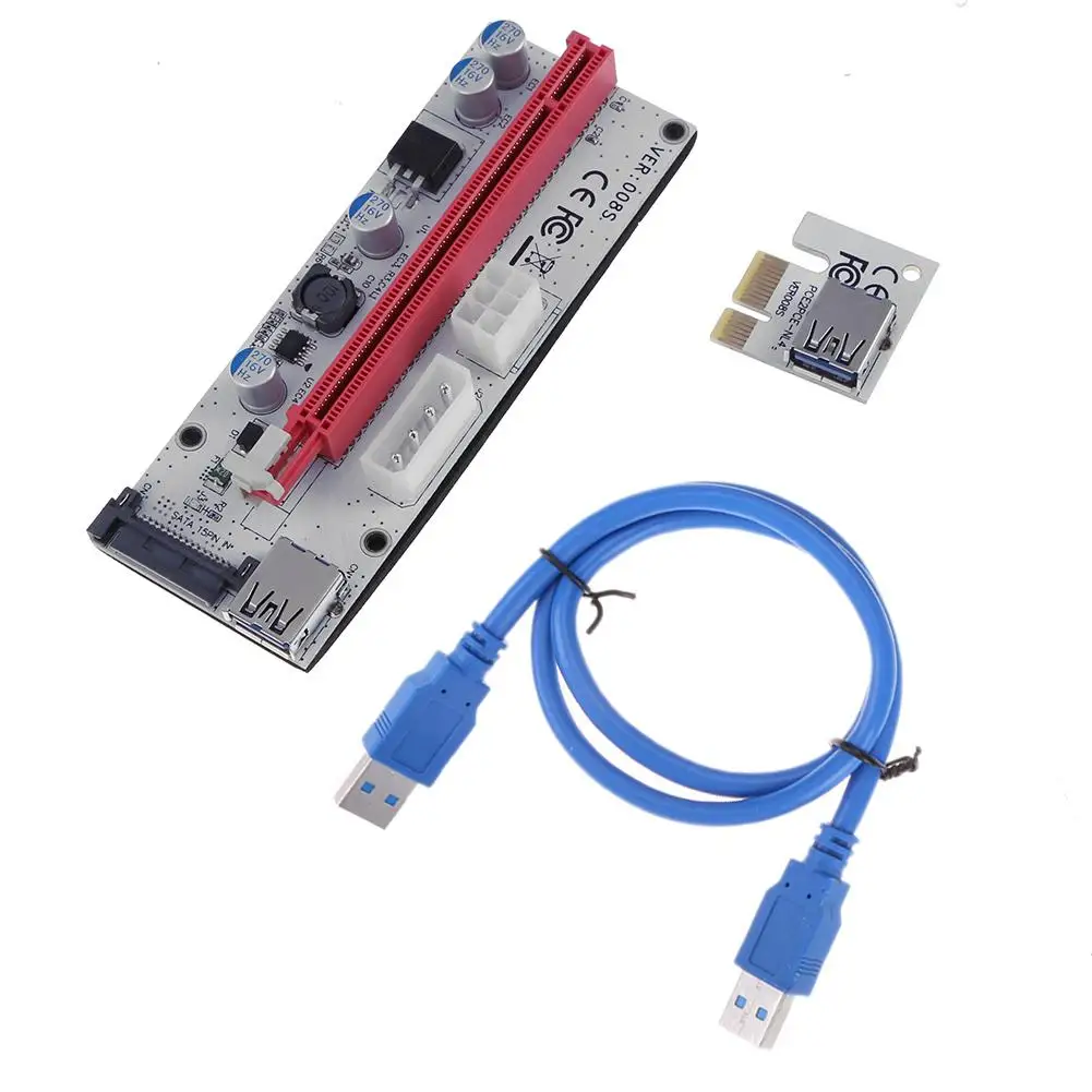 

Райзер-карта BTC для майнинга PCI-E, 1x до 16x, USB 3,0