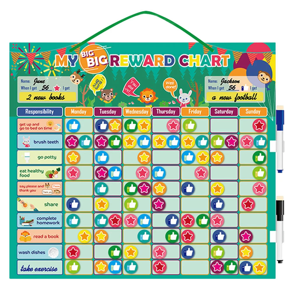 

Wooden Magnetic Reward Activity Responsibility Chart Calendar Kids Schedule Educational Toys for Children Good Habits Time Gift