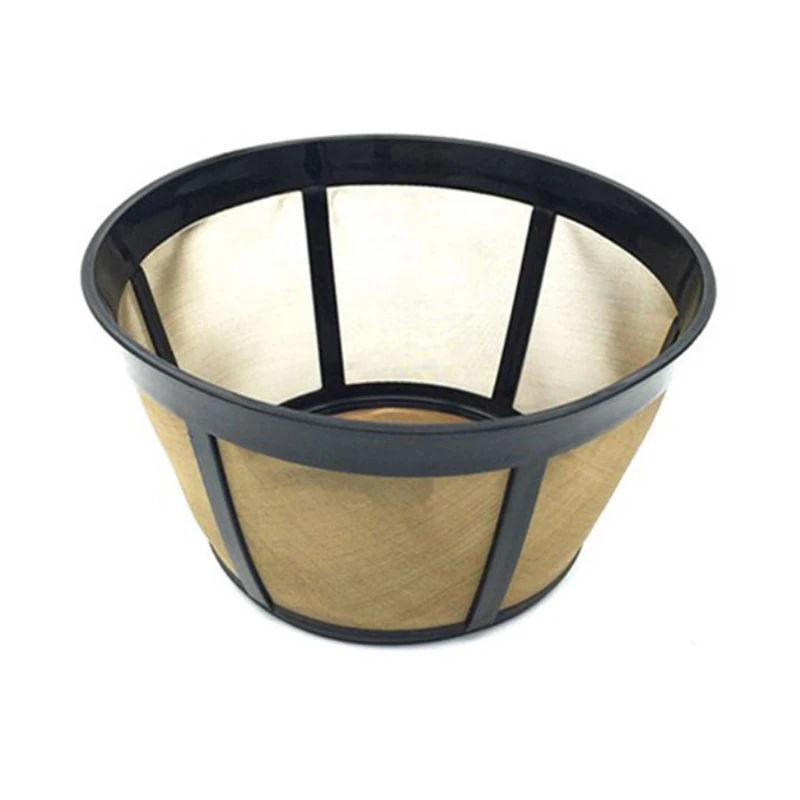 

Cone-Style Reusable Coffee Filter Permanent Coffee Maker Machine Filter Gold Mesh With Handle Cafe Coffees Tools Reusable Cafe