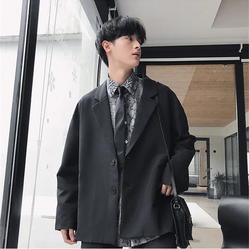 Мужской блейзер с длинным рукавом повседневный свободный простой костюм