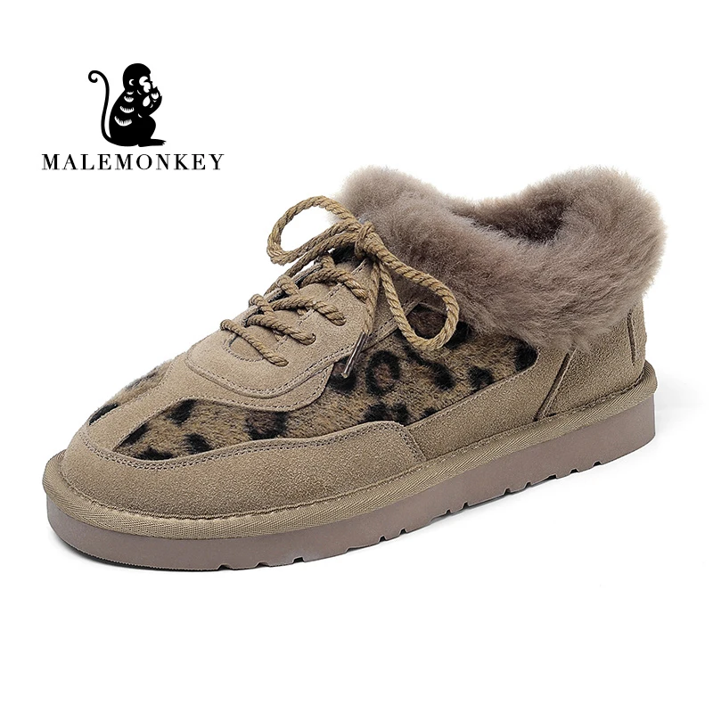 2019 New Fashion Women Winter Lace-Up Leopard Print Casual Shoes Ladies Flats Warm Ankle Boots Snow | Обувь