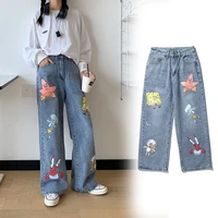 jean femme baggy jeans pants cartoon print trousers fashion harajuku hip hop streetwear loose casual jeans woman high waist