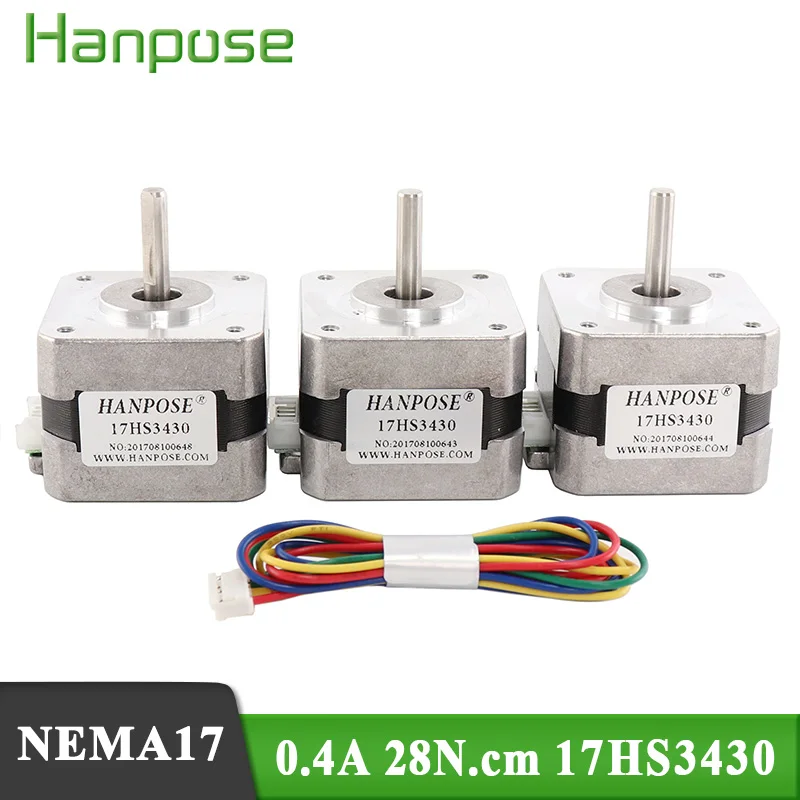 

Free shippin 3pcs NEMA17 17HS3430 for 12VDC 0.4A 34mm length 42 Series Stepper Motor for mini cnc 3D printer