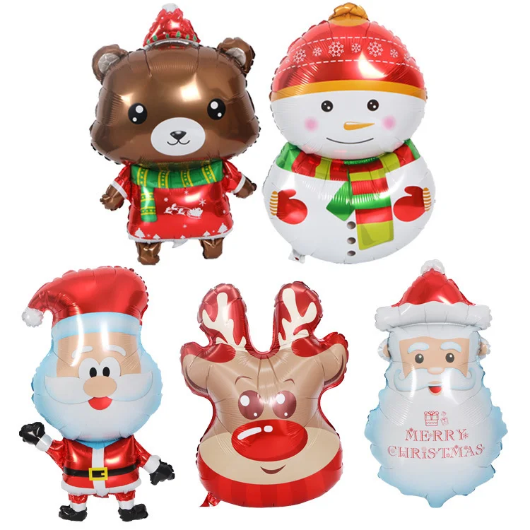 

Christmas Balloon Cartoon Elk Bear Santa Claus Aluminum Film Balloon Festival Background Atmosphere Decoration Balloon