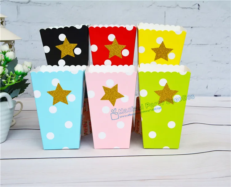 144 шт. блестящая Звезда поп Кукуруза Совок коробка для попкорна декор карнавала