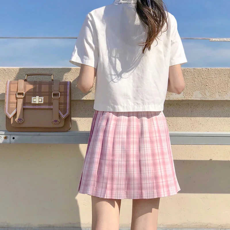[Girl's mind] летние плиссированные юбки с высокой талией для девочек клетчатые
