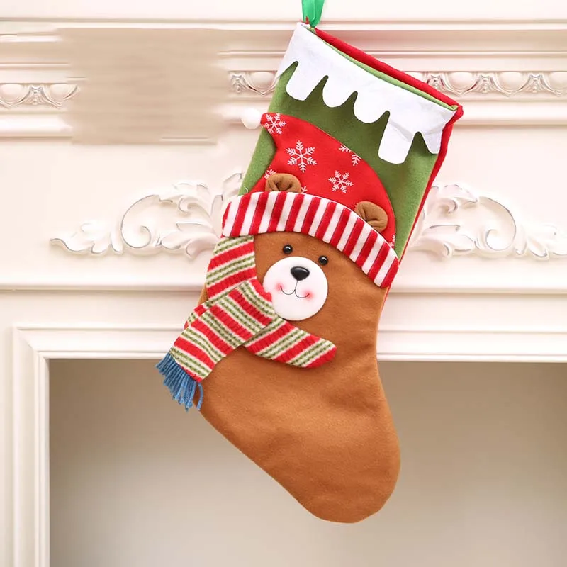 Рождественский чулок мини-носок Санта Клаус конфеты подарок мешок