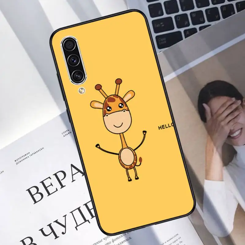 

Cute Cartoon Yellow Giraffe Cat Phone Case For Samsung Galaxy J2 J4 J5 J6 J7 J8 2016 2017 2018 Prime Pro plus Neo duo