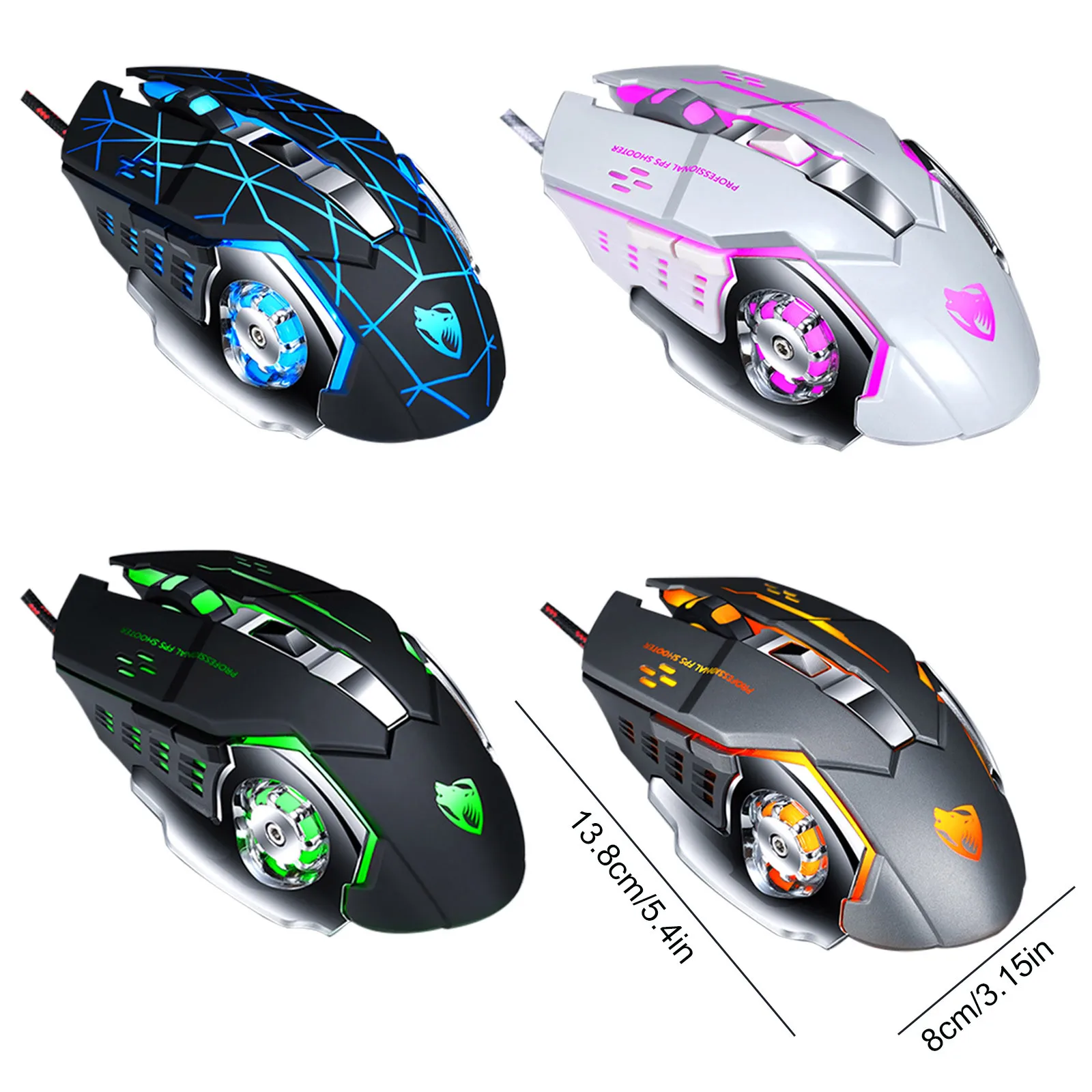 

Professional Wired Gaming Mouse 6 Button 3200DPI LED Optical USB Computer Mouse