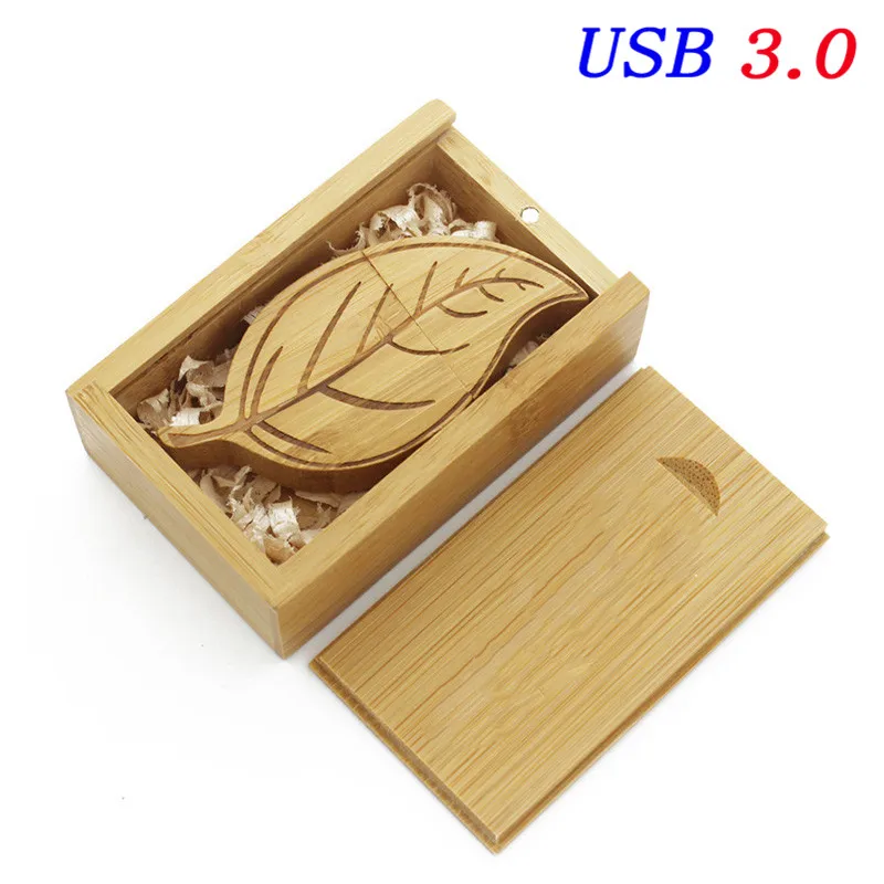 Carbonized bamboo JASTER USB 3,0 флэш-накопитель с листом+ деревянная коробка для хранения USB ручка-накопитель карта памяти 4G 8G 16GB 32GB 64GB 128GB U диск Рождественский подарок - Цвет: Carbonized bamboo