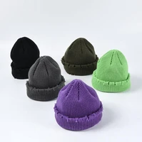 2022 fashion candy color winter cap knitted hat for men women casual beanies dark green black blue yellow