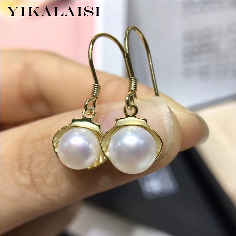 Женские серьги с натуральным жемчугом YIKALAISI ювелирные изделия из стерлингового
