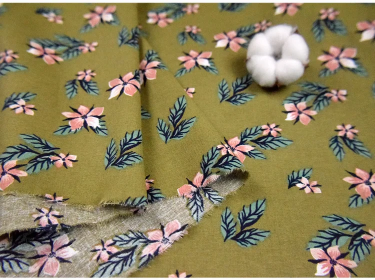 Хлопковая ткань с цветочным принтом имитация хлопка льняная микро-стрейч платье