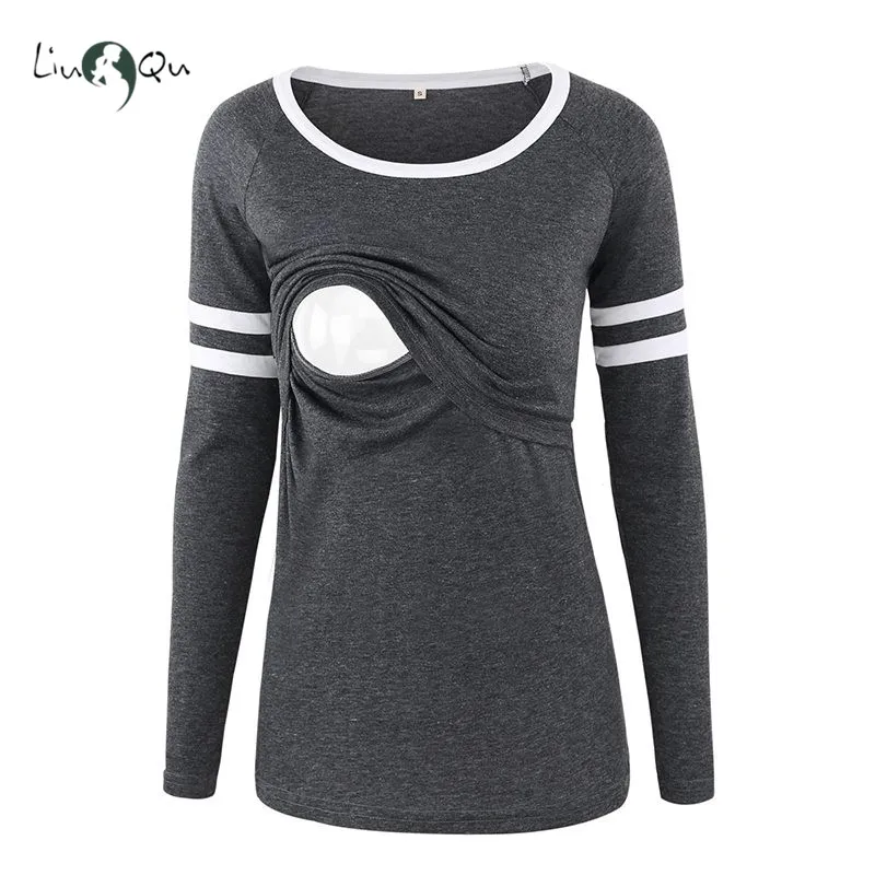 Рубашка для беременных Одежда грудного вскармливания Топы Блузка полосатая с