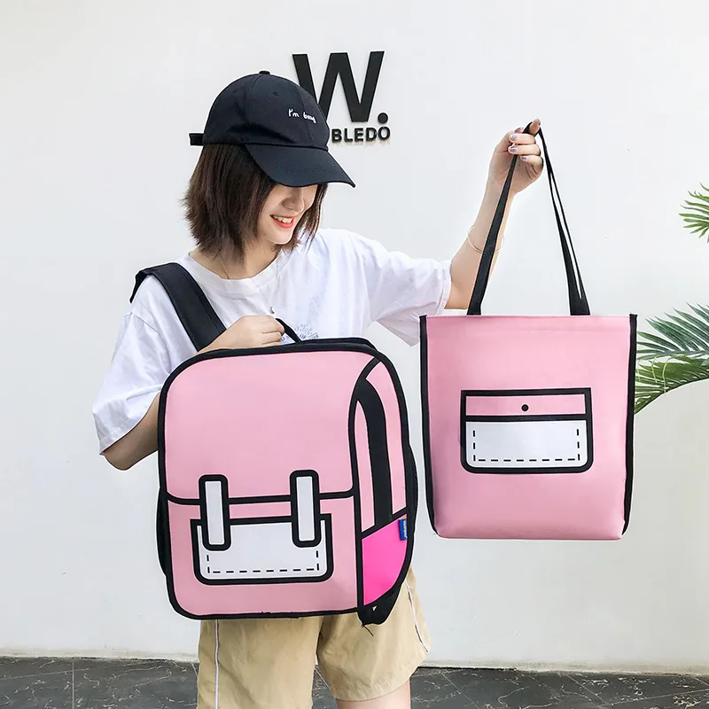 Милый женский рюкзак большие школьные сумки Мультяшные на плечо сумка для книг с