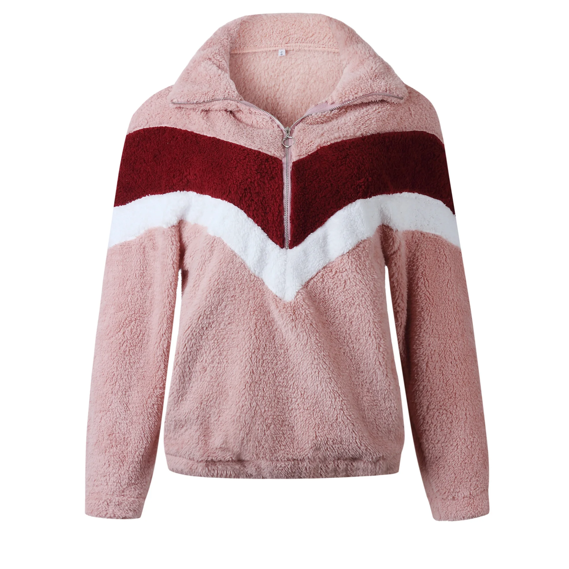 2019 Autumn Women Casual Mohair Pullover Zipper V Neck Fleece Sweater Fashion Sweet Loose Warm Winter Coat | Женская одежда
