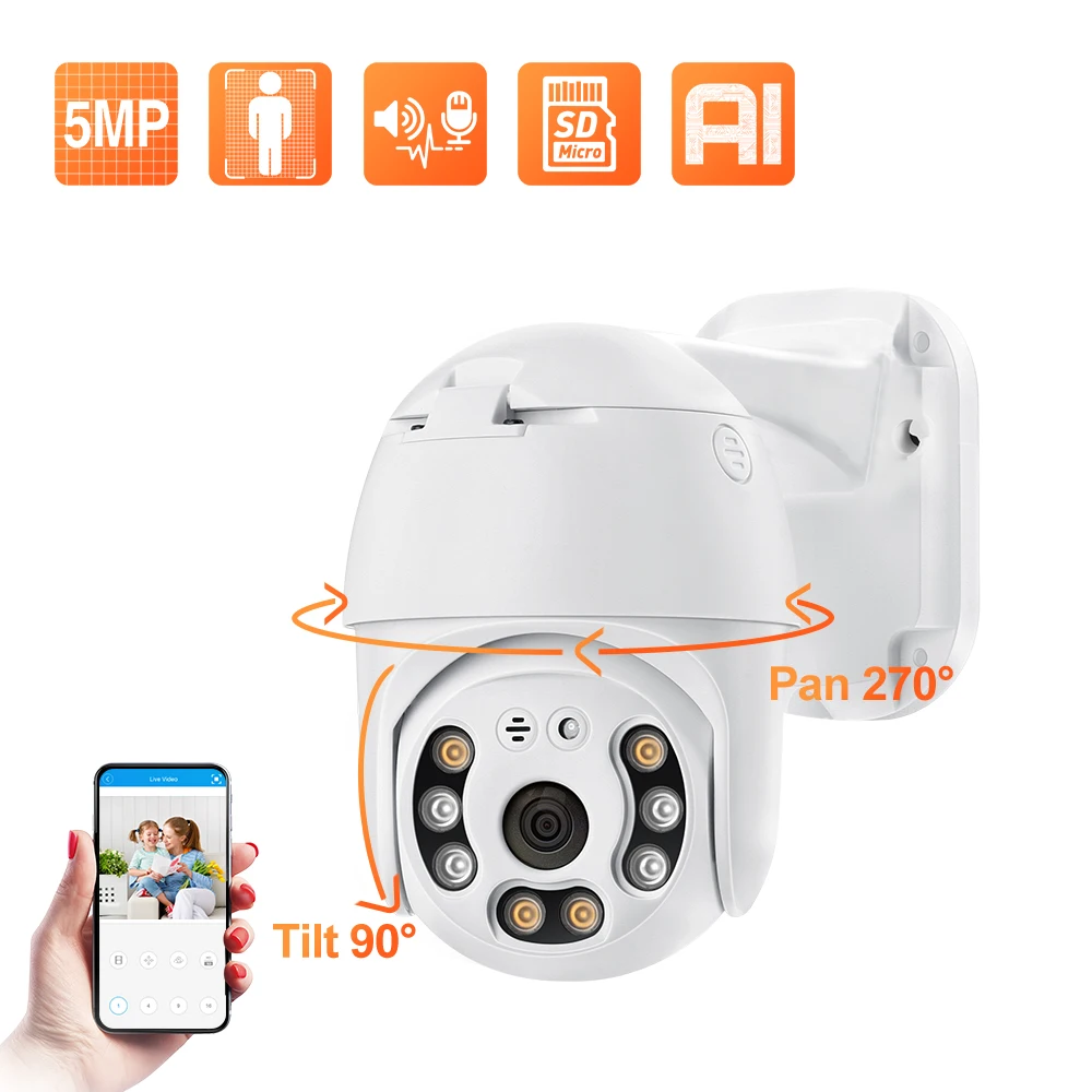 

2MP 5MP PoE PTZ IP Camera Outdoor Waterproof 2 Way Audio Camera AI Human Detection Security Camera Xmeye for NVR System