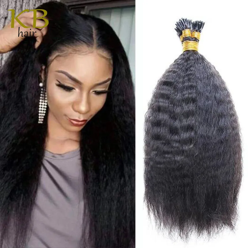 30 дюймов I Tip Наращивание волос курчавые прямые чисто цветные бразильские волосы