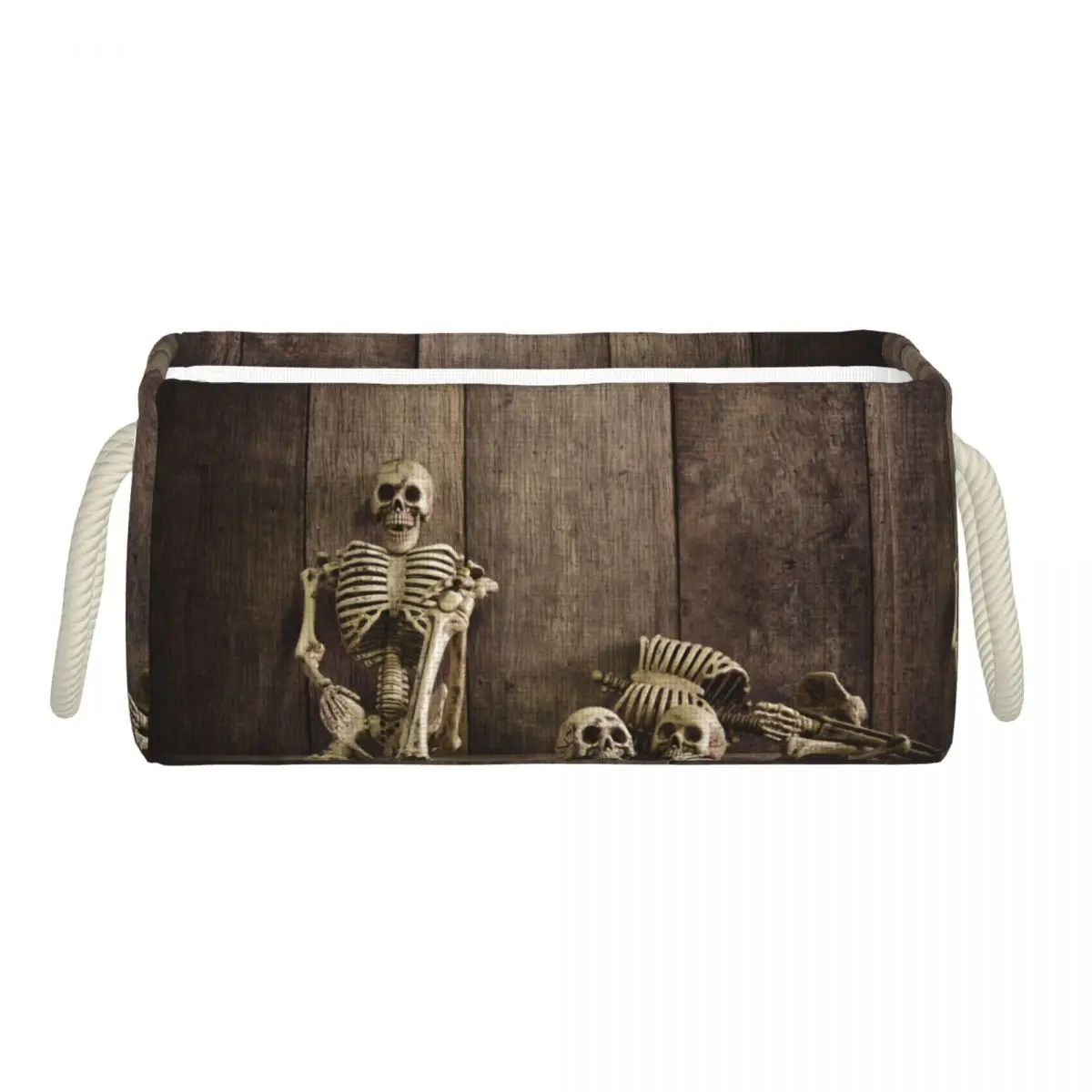 

1pc Desktop Storage Basket Wooden With Skeleton Sundries Toy Storage Box Cosmetic Book Organizer Underwear Container