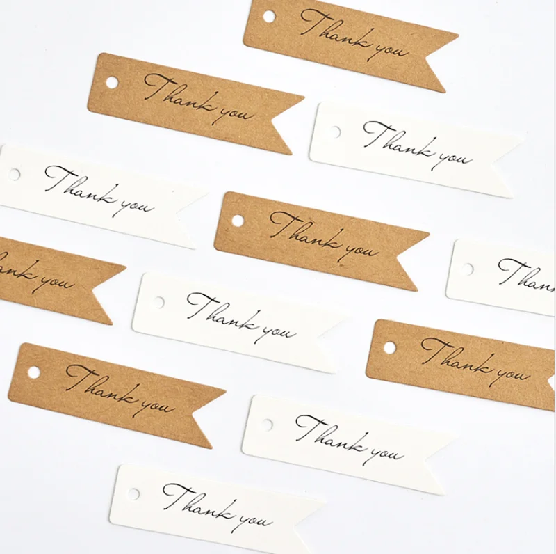 100 шт./лот бирки для упаковки ручной работы из крафт бумаги благодарим Вас