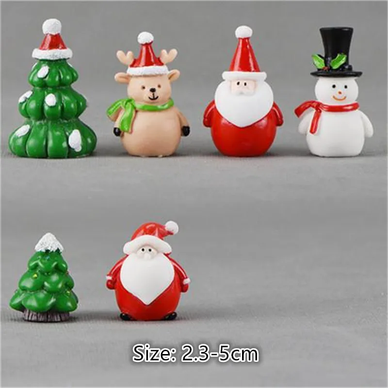 002 (6pc) 1 Набор, мини Новогоднее украшение из полимера, сказочный снеговик, Рождественский Санта Клаус, миниатюрные фигурки, украшение для дома - Цвет: 002 (6pc)