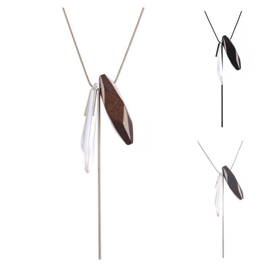 Женские Длинные ожерелья и кулоны для женщин ожерелье с деревянными бусинами на