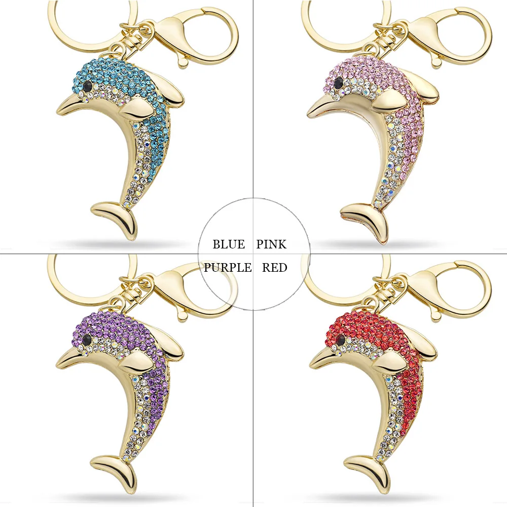 Dalaful Lucky Dolphin Кристалл Новинка животное Модный Брелок Сумочка пряжка Сумочка Подвеска для автомобиля брелок держатель для женщин K228