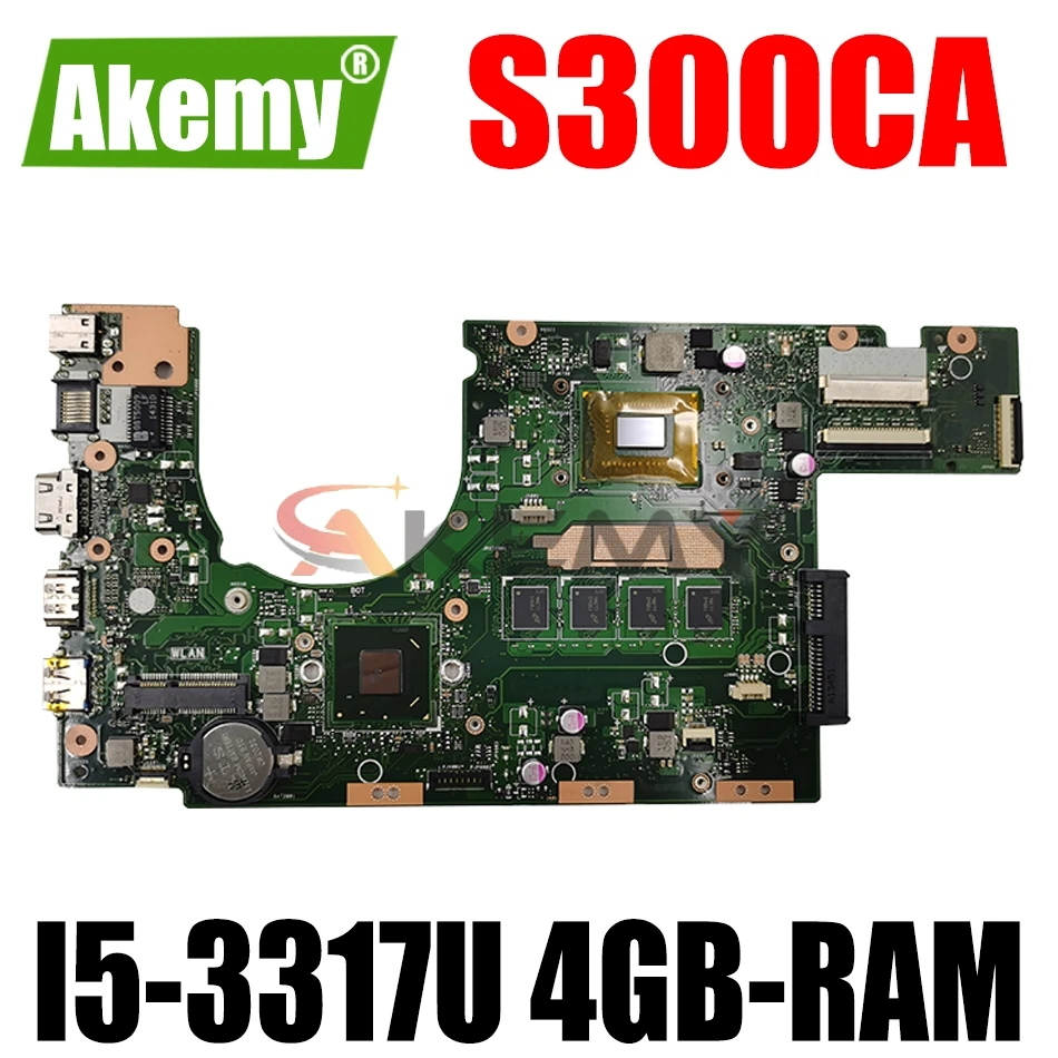

AKEMY S300CA Laptop Motherboard For ASUS VivoBook S300CA S300C Original Mainboard 4GB-RAM I5-3317U