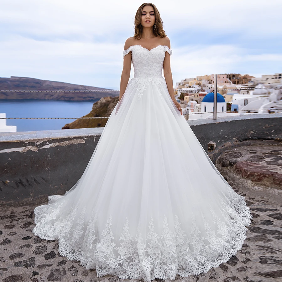 

A Line Off the Shoulder Sweetheart Wedding Dress Appliques Lace Bride Dresses Sexy Wedding Bridal Gowns Custom Made Floor Length