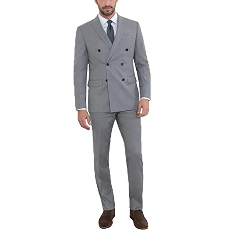 

Men's Classic 2 Piece Slim Fit Suits Double Breasted Jacket and Pants Sets Wedding Groom Tuxedo Formal Business Blazer masculino