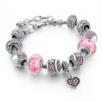 yada gifts 2020 ins pink heart diy braceletsbangles for women zircon bracelets crystal jewelry bracelet pulseras mujer bt200361