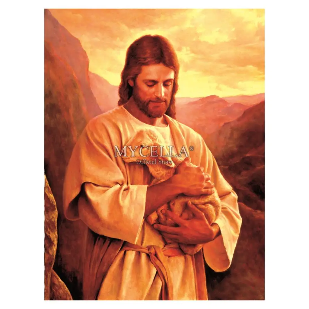 

Lost Lamb 5D Diy Diamond Painting Cross Stitch Diamond Embroidery Jesus Religious Sunrise Crafts Diamond Mosaic Home Decor Gifts