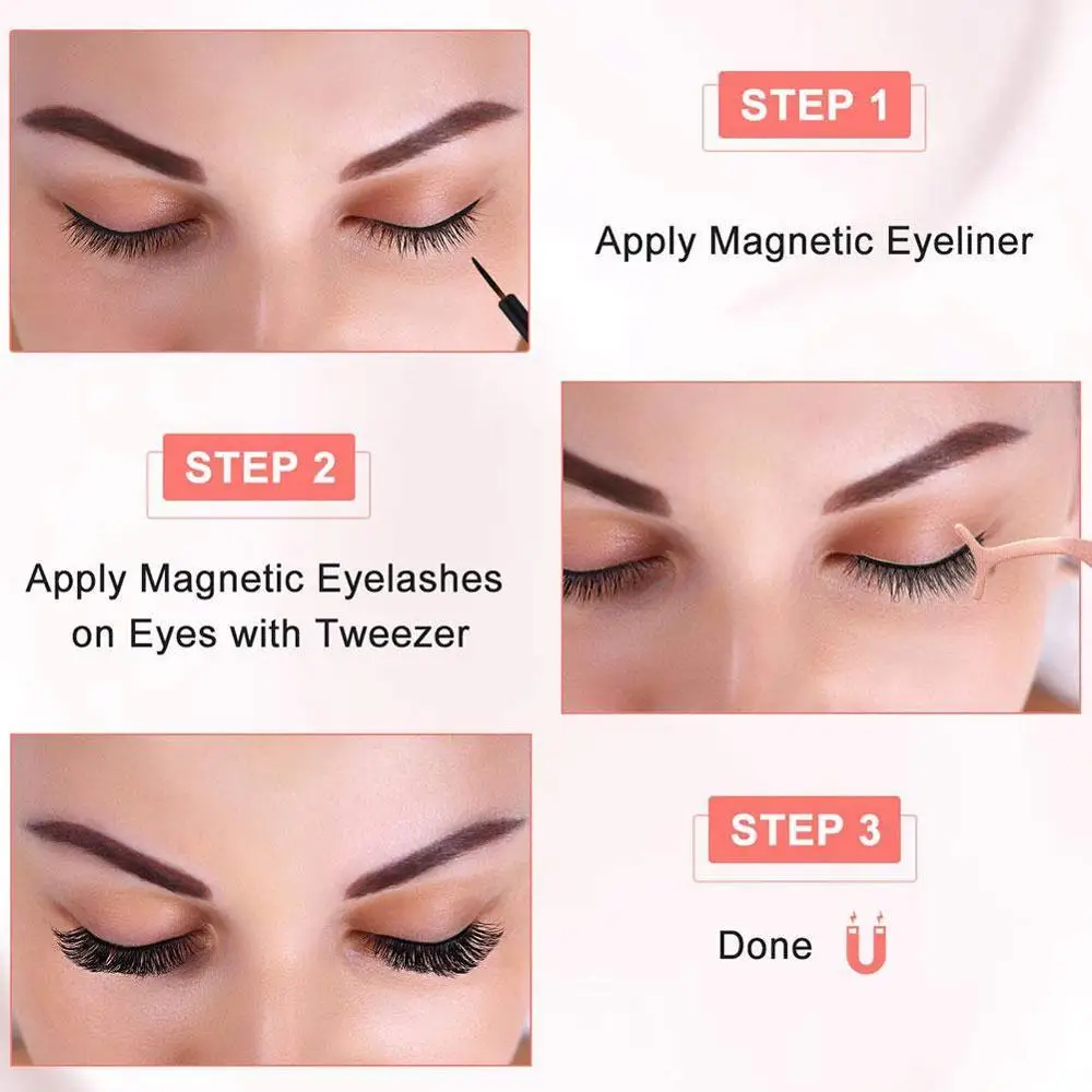 

6 Pairs Magnetic Lashes Eyeliner Magnetic Kit,Magnetic and Glue No Lasting Eyeliner Waterproof Gift Set Eyelashes Long Natu H4A3