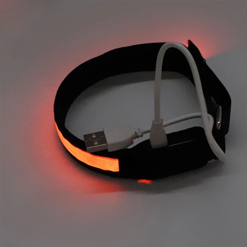 

Outdoor Sports Armband Light USB Charging Cycling Warning Glow Bracelet Safety Flashing Wristband Ankle Reflective Strips for Ni