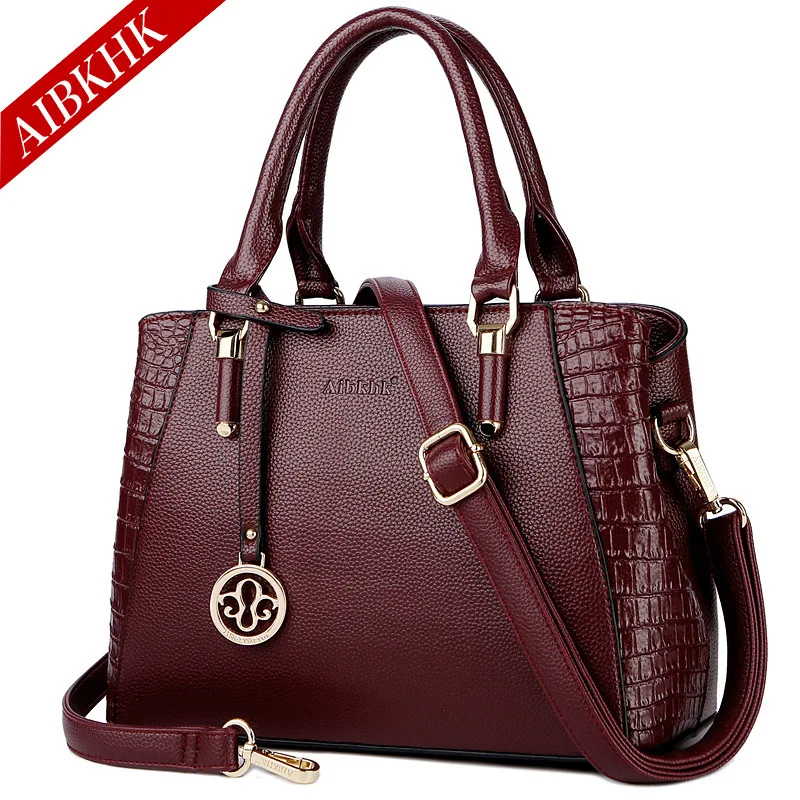 S9207-Burgundy Роскошные брендовые сумки из натуральной кожи, повседневные сумки через плечо для женщин, модные женские сумки через плечо, сумка-мессенджер - Цвет: S9207-Burgundy