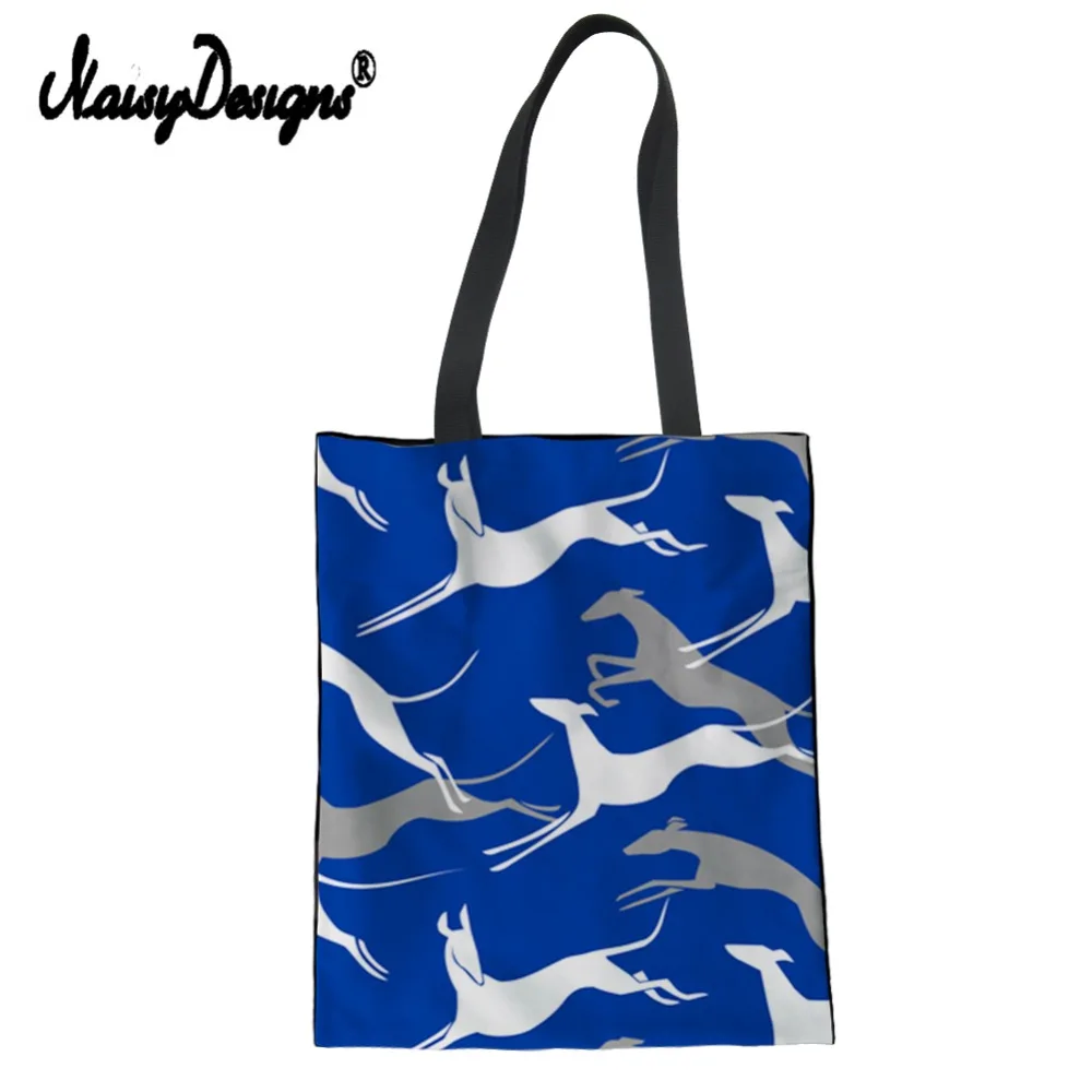 

Noisydesigns Shopping Totes Bag Foldable Greyhound Kawaii Pattern Women Canvas Large Handbag Shoulder Crossbody Cute Girl Tote