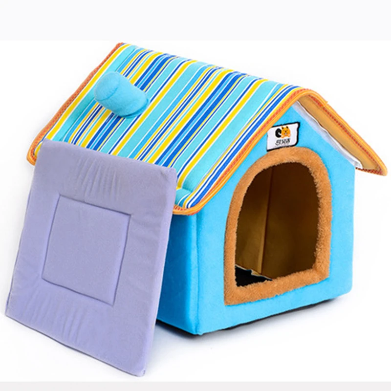 Складная полосатая кровать Smartpe для домашнего питомца мягкая зимняя теплая домик