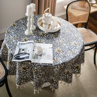 1pcs 150cm printed cotton linen round tablecloth party home decoration dining table cloth cover