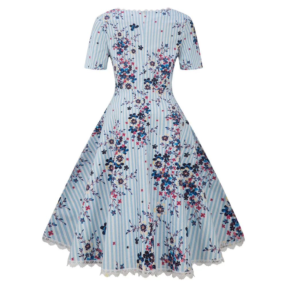 Размера плюс с цветочной печатью платье для женщин большого размера Молодежные