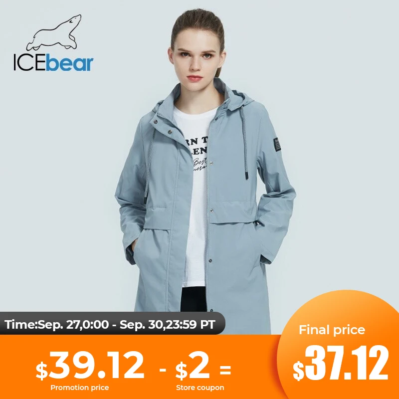 ICEbear 2021 модная женская ветровка высококачественный Женский тренчкот с капюшоном