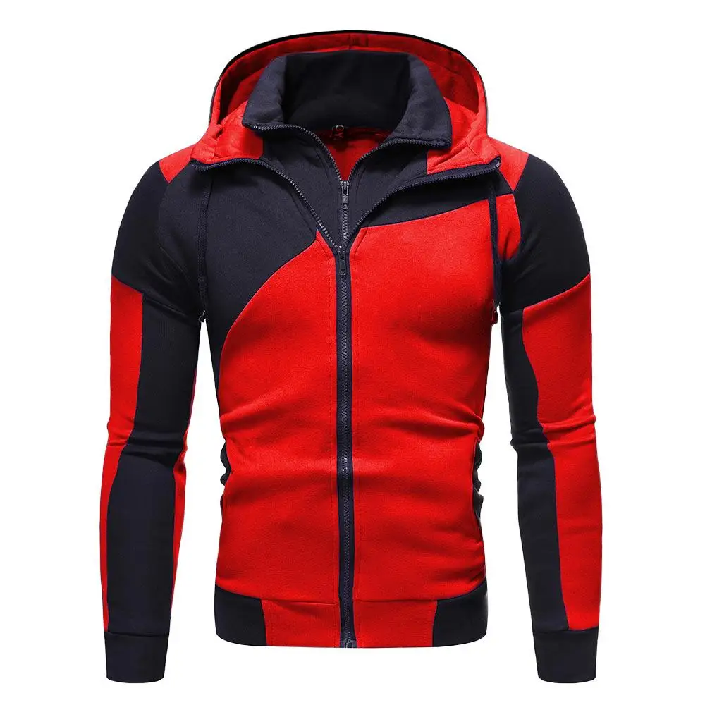 

The New 2020 Men's Individual Character Color Matching Double Zipper Hooded Cardigan Cultivate One's Morality Fleece