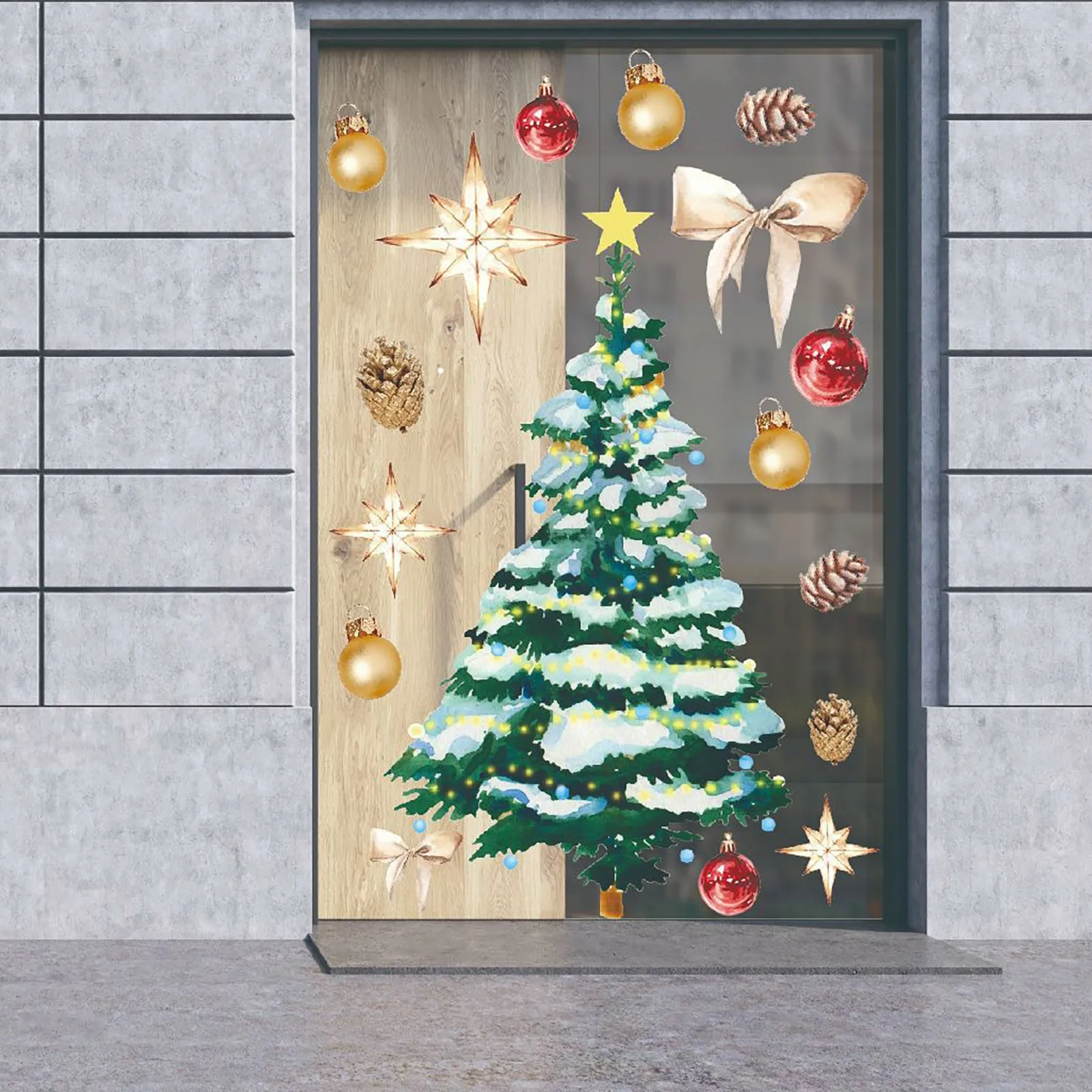 

Golden Bow Merry Christmas Wall Sticker Tree Snowflake Santa Window Glass Holiday Decals New Year Murals Navidad 2022 Navidad