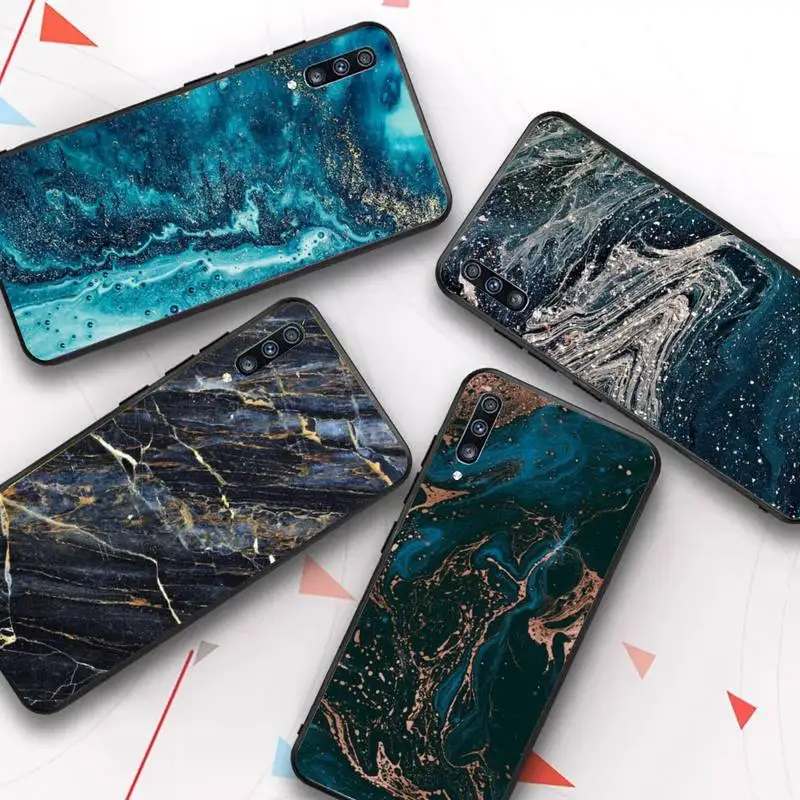 

Dark Blue Marble Pattern Phone Case For Samsung Galaxy A50 A30 A71 A40 A60 A50s A30s Note 8 9 S10 Plus S10 S20 DIY Custom Case