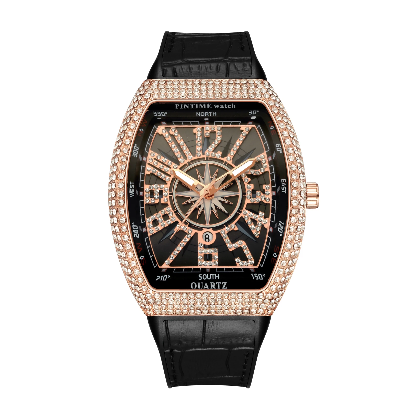 2021 Men's Watch Franconian Tonneau Watches Large Dial Quartz Watch Gypsophila Belt Yacht Diamond Retro WristWatch Clock + Box